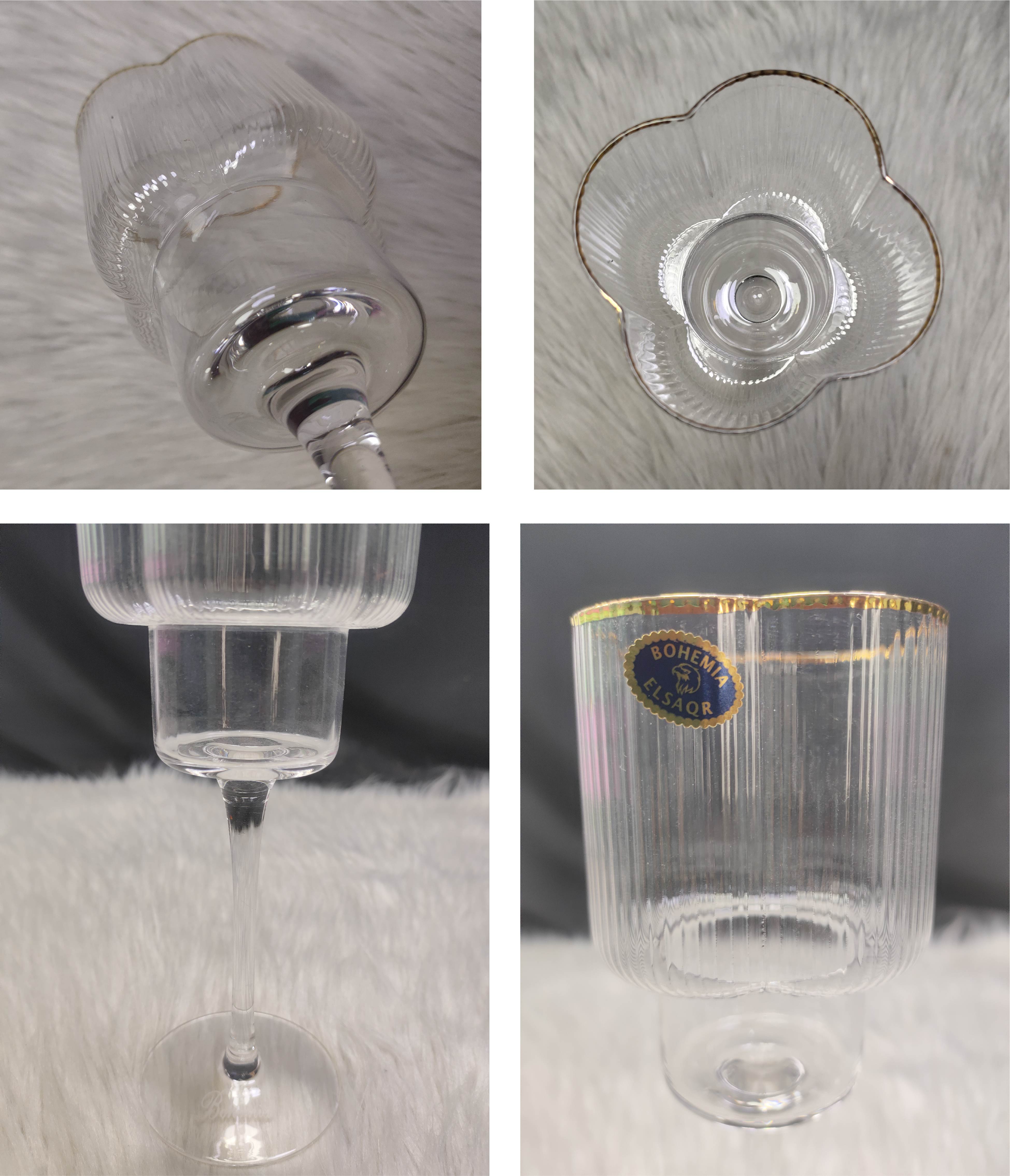 طقم كاسات كريستال بوهيمي 6 قطع "نيو هاند ميد" بـ شفة ذهب - كود 914 | مصنع الصقر - صورة أخرى