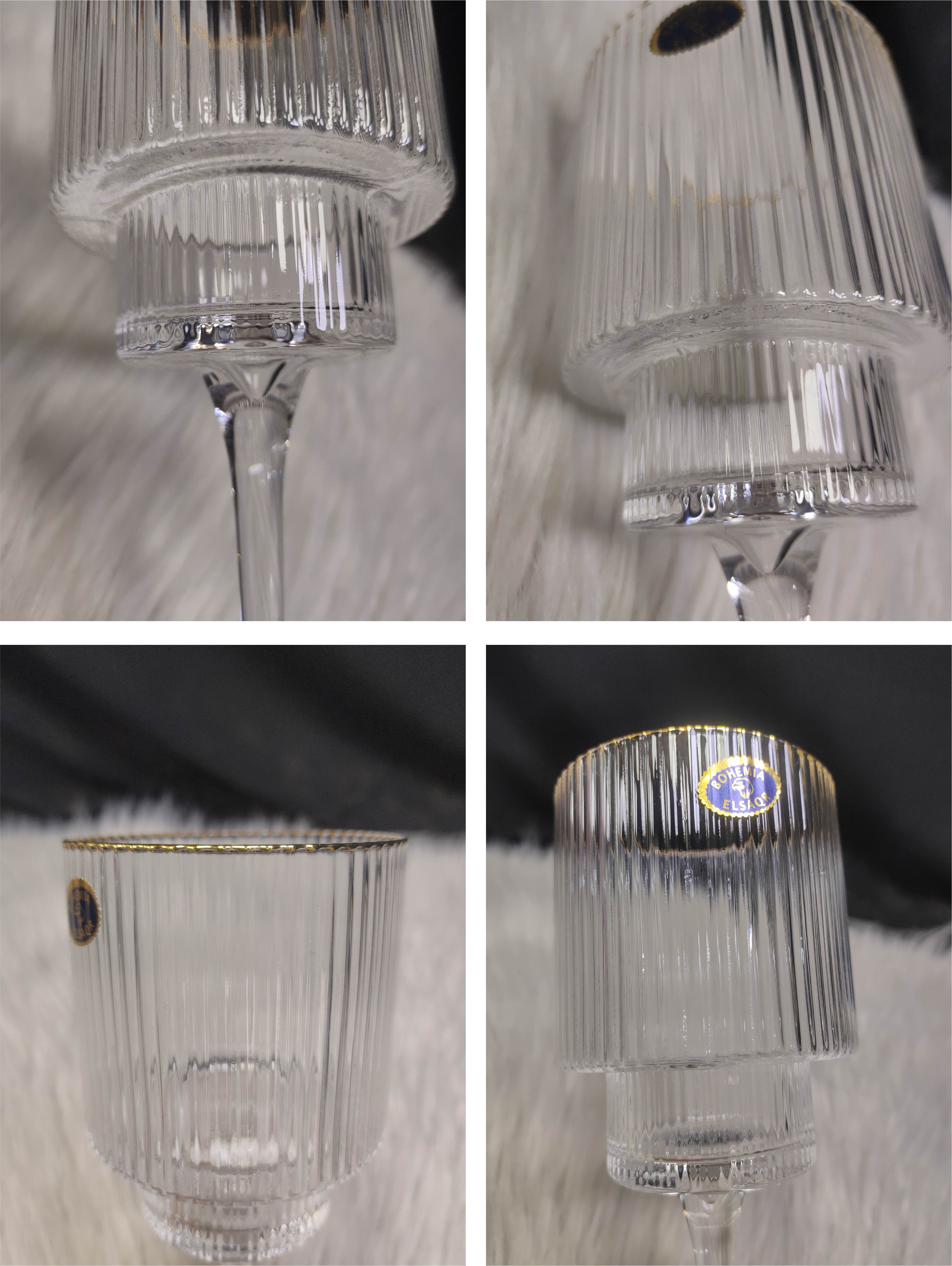 طقم كاسات كريستال بوهيمي 6 قطع مضلع شفة ذهب "هاند ميد" – كود 914 | مصنع الصقر - صورة أخرى