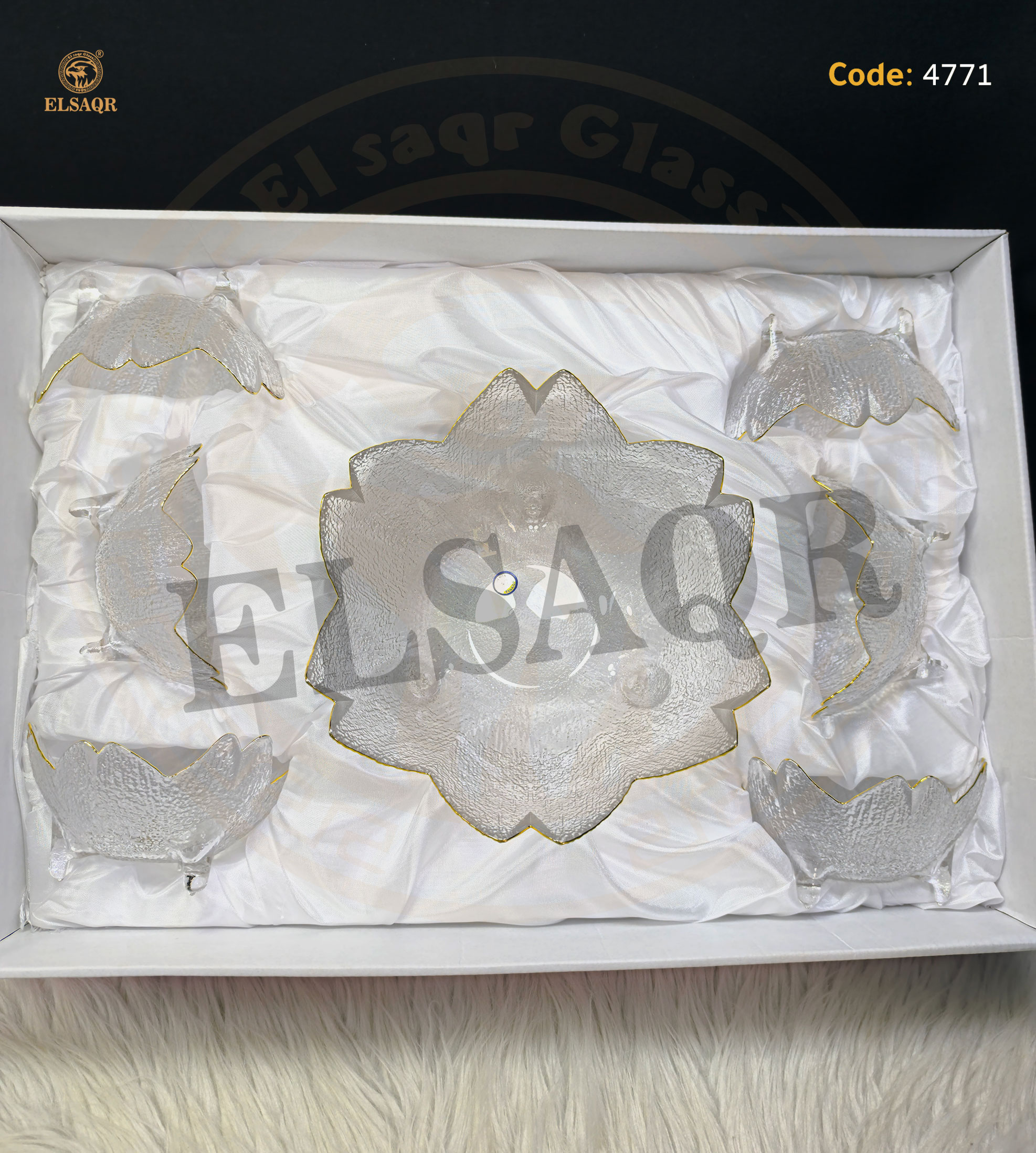 طقم خشاف جلاسير ورده شفه ذهب - صورة 3