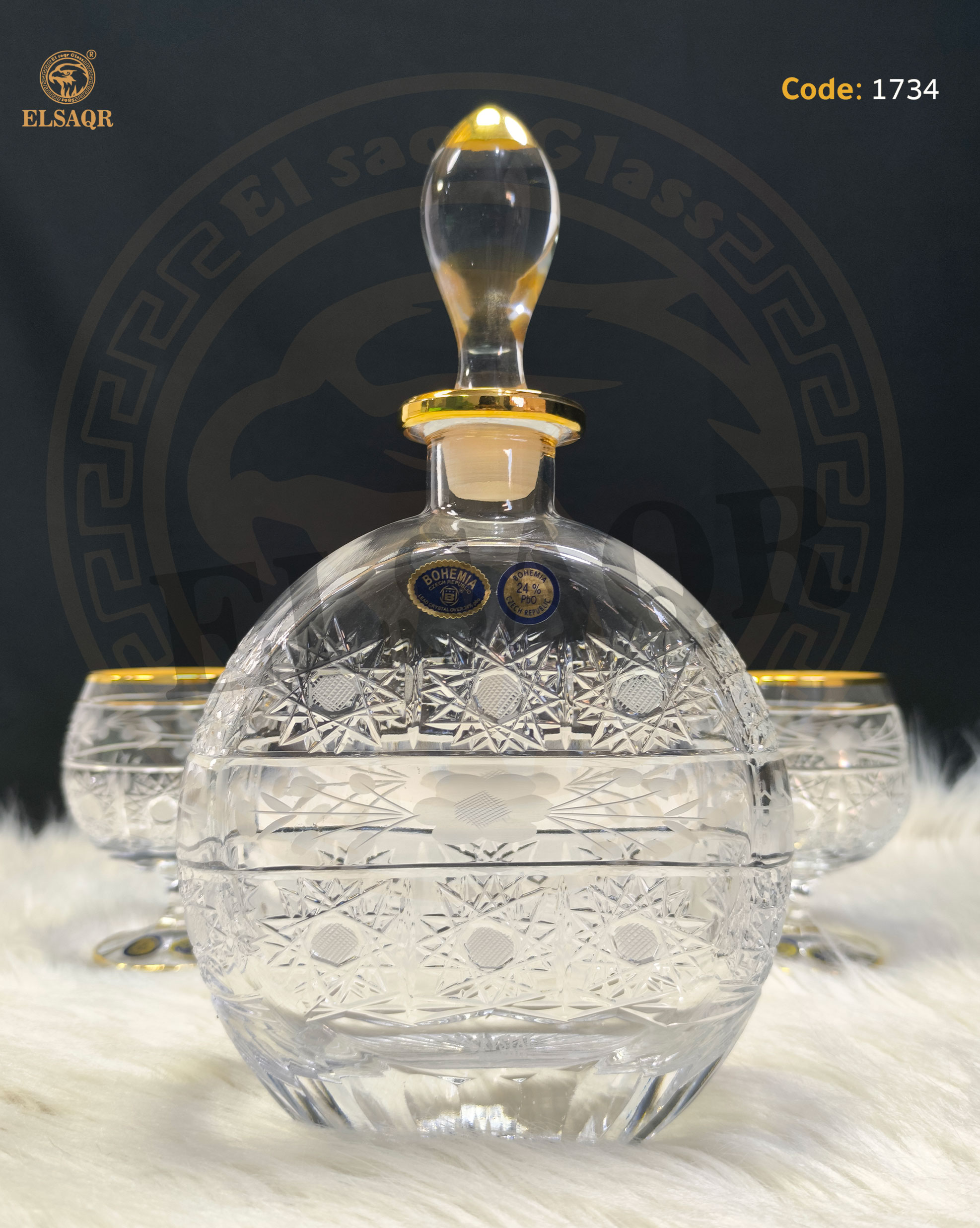 شربات لورا كاس قصير حفر 500 قارورة مدورة ذهب وديكال - صورة أخرى